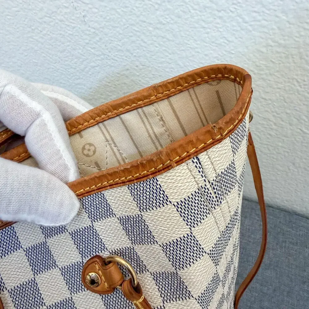 Authentic Louis Vuitton Neverfull MM Damier Azur Tote Shoulder Bag - Picture 6 of 14